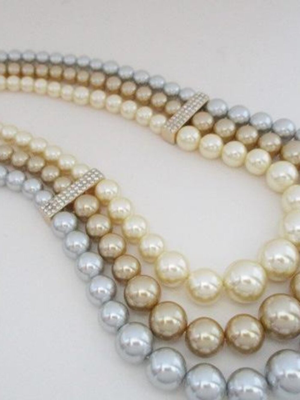 3 Strand Multicolor Faux Pearl Statement Necklace